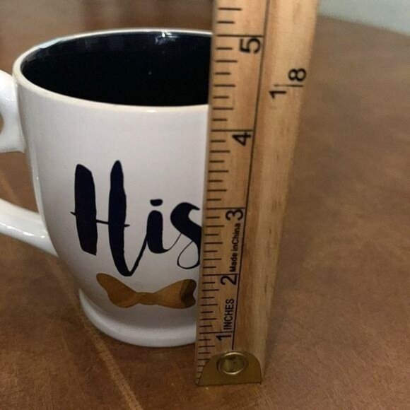 His Ceramic Coffee Mug With Bowtie Design - 10 Oz - Picture 3 of 4